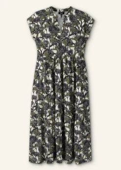 Discount ME+EM Aster Print Tiered Maxi Dress Cream/Navy/Khaki