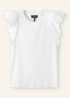 Sale ME+EM Broderie Trim Tank Top Soft White