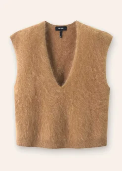 Sale ME+EM Brushed Cashmere V Neck Cropped Vest Camel