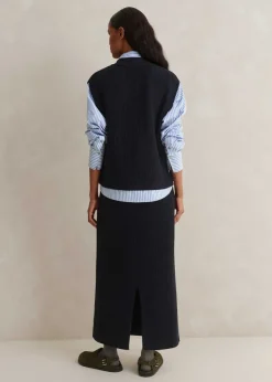 Clearance ME+EM Button Up Knitted Vest + Skirt Co-Ord Blue