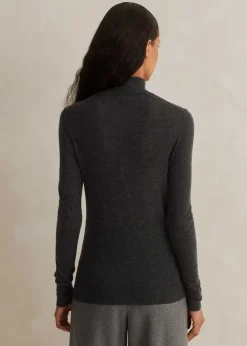 Clearance ME+EM Cashmere Barely There Layering Jumper Charcoal