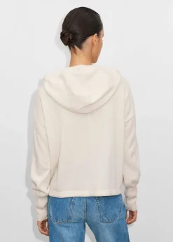 Outlet ME+EM Cashmere Drop Shoulder Box Crop Hoody Natural Cream