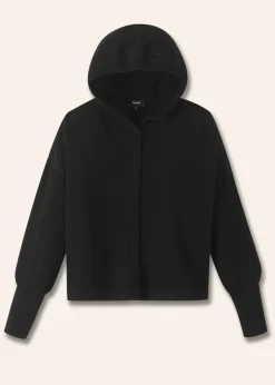 Sale ME+EM Cashmere Drop Shoulder Box Crop Hoody Black