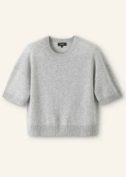 Discount ME+EM Cashmere Relaxed Crop Tee Silver Grey M Lange