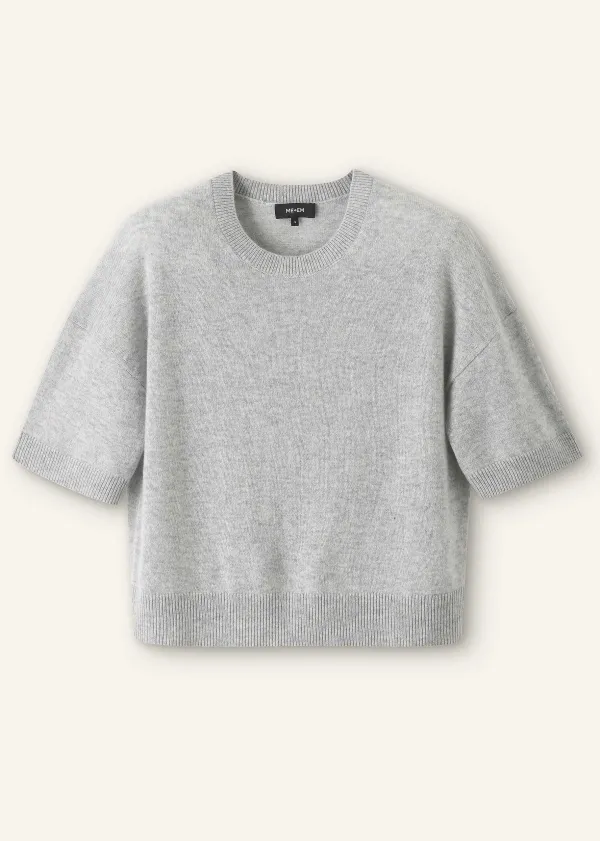 Discount ME+EM Cashmere Relaxed Crop Tee Silver Grey M Lange