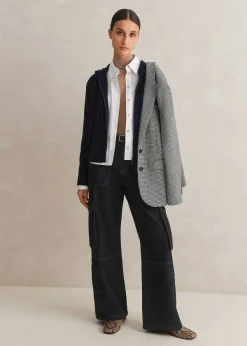 Online ME+EM Cashmere Relaxed Fit Box Zip Hoody Navy