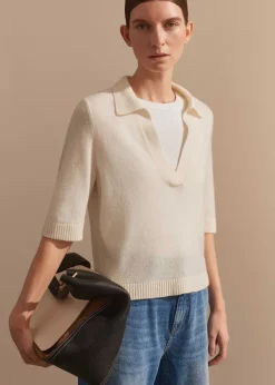 Best ME+EM Cashmere Relaxed Polo Shirt Cream