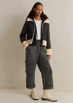 Sale ME+EM Cashmere Sleeveless Relaxed Zip Hoody Black