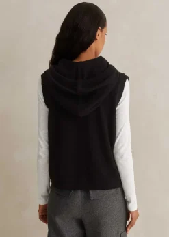 Sale ME+EM Cashmere Sleeveless Relaxed Zip Hoody Black