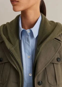 Online ME+EM Cashmere Sleeveless Relaxed Zip Hoody Khaki