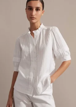 Online ME+EM Cheesecloth Blouse Soft White