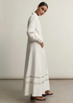 Hot ME+EM Cheesecloth Drawstring Maxi Dress Soft White