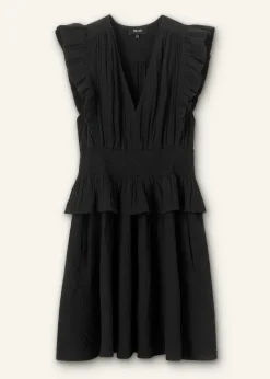 Clearance ME+EM Cheesecloth Fit And Flare Short Dress Black