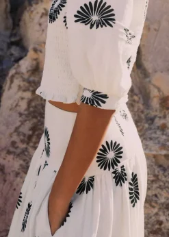 Clearance ME+EM Cheesecloth Modern Daisy Print Maxi Skirt Cream/Black