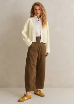 Online ME+EM Chunky Cotton Rib Zip Through Cardigan Cream