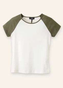 Online ME+EM Cotton Contrast Baseball Tee Cream/Khaki