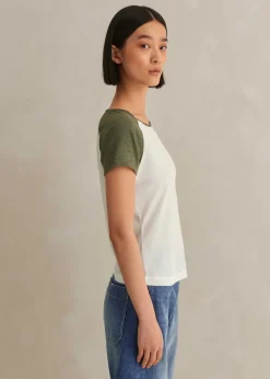 Online ME+EM Cotton Contrast Baseball Tee Cream/Khaki