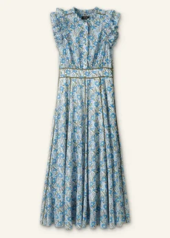 Outlet ME+EM Cotton English Garden Print Maxi Dress Blue/Khaki/Yellow