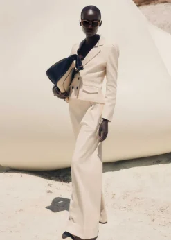 Sale ME+EM Cotton Herringbone Wide-Leg Trouser Suit Neutrals