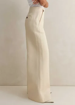 Discount ME+EM Cotton Herringbone Wide-Leg Trouser Ecru