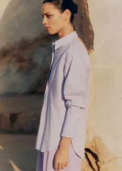 New ME+EM Cotton Oversized Boyfriend Shirt Lilac