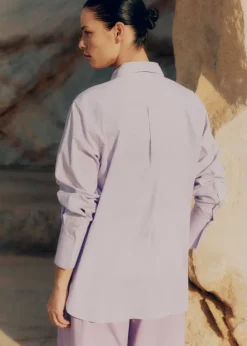 New ME+EM Cotton Oversized Boyfriend Shirt Lilac