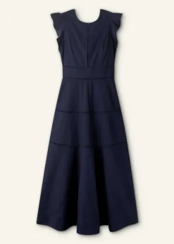 Online ME+EM Cotton Poplin Volant Sleeve Maxi Dress Eclipse