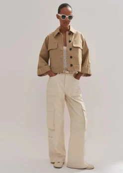 Sale ME+EM Cotton Twill Casual Swing Jacket Stone