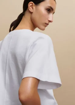 Hot ME+EM Cotton V-Neck Oversized Crop Tee Bright White