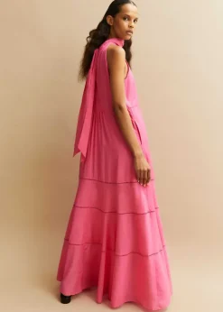 Online ME+EM Cotton Voile Halterneck Full-Length Dress Ultra Pink