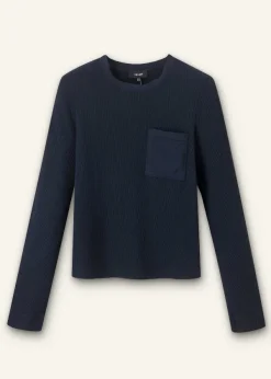 Discount ME+EM Cotton Waffle Jersey Longsleeve Top Navy