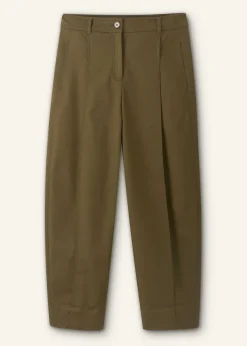 Outlet ME+EM Cotton-Blend Tapered Pleat Trouser Dark Olive