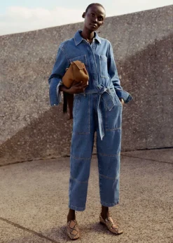 Hot ME+EM Denim Jumpsuit + Belt Mid Blue Denim