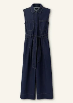 Online ME+EM Denim Wide-Leg Crop Jumpsuit Ocean Blue