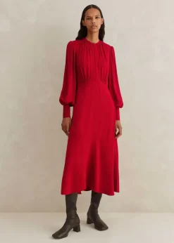 Sale ME+EM Elegant Panelled Midi Dress Scarlet