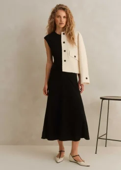 Hot ME+EM Fluid Crepe Cap Sleeve Midi Dress Black
