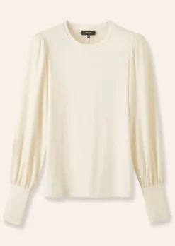 New ME+EM Fluid Satin Crew Neck Layering Blouse Cream