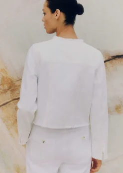 Best ME+EM Frayed Edge Denim Crop Jacket White