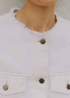 Online ME+EM Frayed Edge Denim Crop Jacket + Trouser Co-Ord White