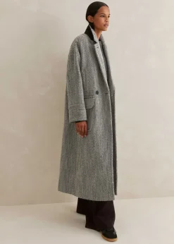 Clearance ME+EM Herringbone Town-To-Country Coat Black/White