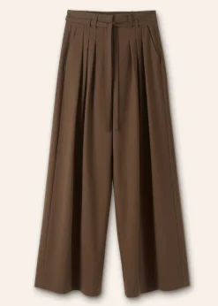 Clearance ME+EM High Waisted Multi Pleat Trouser + Belt Mocha
