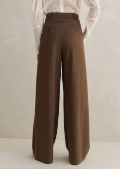 Clearance ME+EM High Waisted Multi Pleat Trouser + Belt Mocha