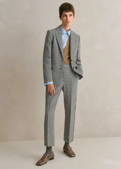 Clearance ME+EM Houndstooth Blazer + Slim Crop Trouser Suit Neutrals