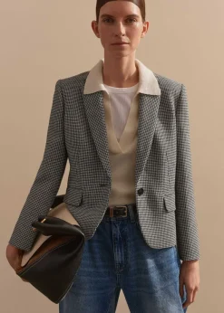 Sale ME+EM Houndstooth Short Jacket Black/White