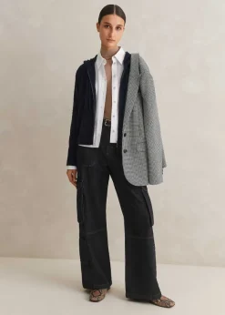 Discount ME+EM Houndstooth Single-Breasted Blazer Black/White