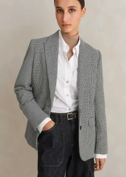 Discount ME+EM Houndstooth Single-Breasted Blazer Black/White