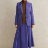 Clearance ME+EM Italian Lux Cord Skirt Suit Purple