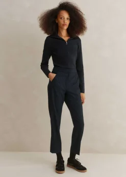 Clearance ME+EM Italian Pinstripe Slim Crop Trouser Navy/Charcoal