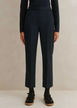 Clearance ME+EM Italian Pinstripe Slim Crop Trouser Navy/Charcoal