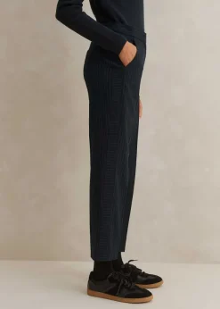 Clearance ME+EM Italian Pinstripe Slim Crop Trouser Navy/Charcoal